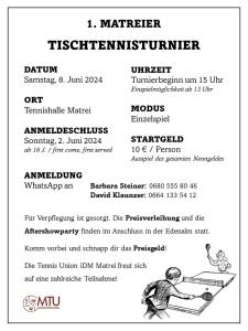 1. Matreier Tischtennisturnier